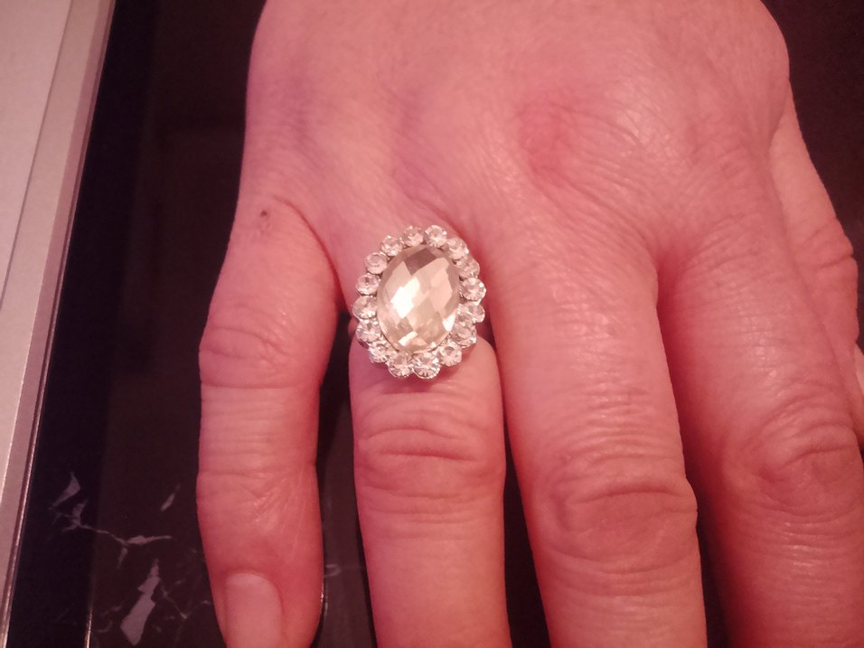 Payetli ve Beyaz Taşlı Parlak Vintage Kadın Yüzük - Görsel 2