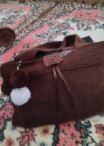 Kahverengi Astarlı Örgü Kadın Çanta - Görsel 2