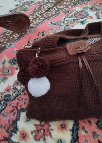 Kahverengi Astarlı Örgü Kadın Çanta - Görsel 5