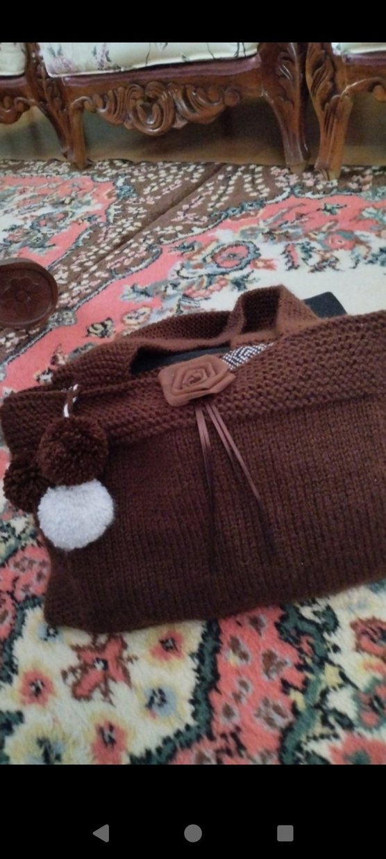 Kahverengi Astarlı Örgü Kadın Çanta - Görsel 2