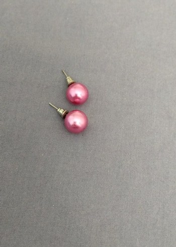 Pembe Midi Boy Düğme Küpeler - Görsel 3