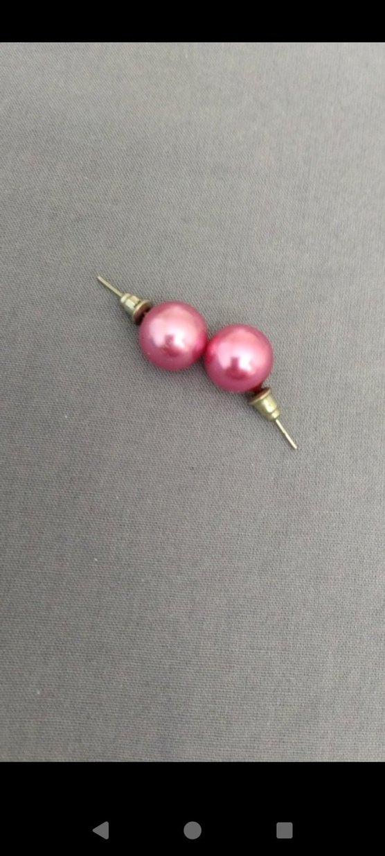 Pembe Midi Boy Düğme Küpeler - Görsel 2