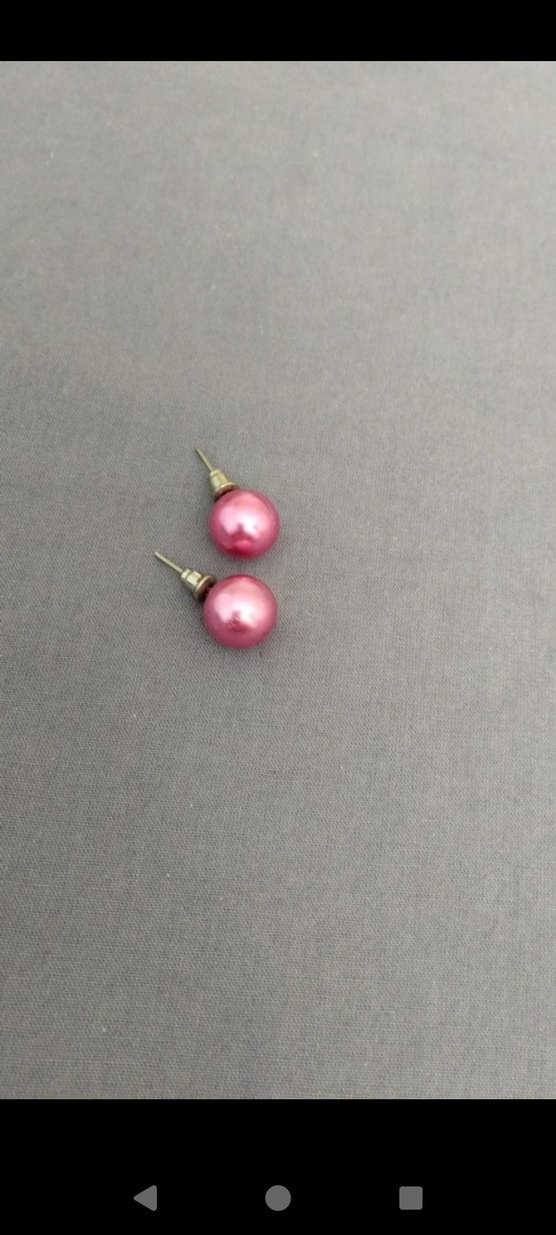 Pembe Midi Boy Düğme Küpeler - Görsel 3