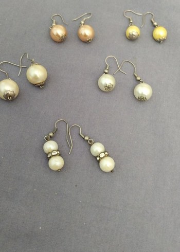 Bej Boncuklu Midi Kadın Küpeler..Tane 50 TL - Görsel 2