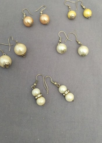 Bej Boncuklu Midi Kadın Küpeler..Tane 50 TL - Görsel 3