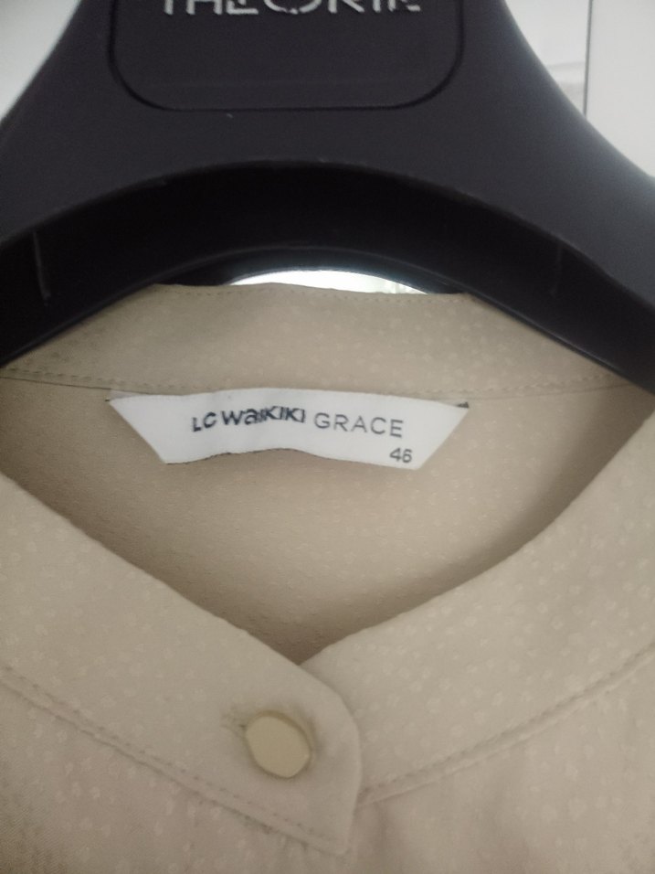 LCW Grace marka 46 beden Haki Yaka Krem rengi Salaş Gömlek-Tunik - Görsel 2