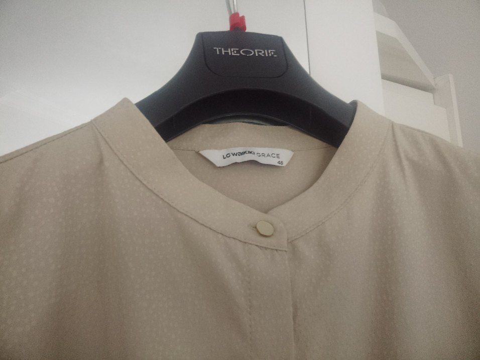 LCW Grace marka 46 beden Haki Yaka Krem rengi Salaş Gömlek-Tunik - Görsel 3