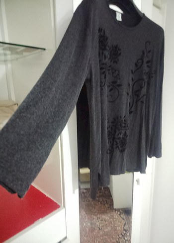 ASM collectionXXL beden Antresit renk Baskılı Triko Kazak - Görsel 5