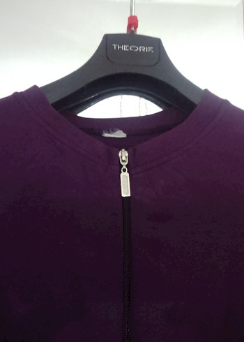 Fermuarlı Bisiklet yaka Mor renk Uzun Kollu Salaş Penye Tunik. - Görsel 6