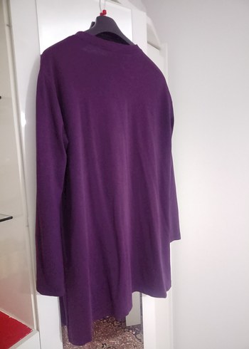 Fermuarlı Bisiklet yaka Mor renk Uzun Kollu Salaş Penye Tunik. - Görsel 7