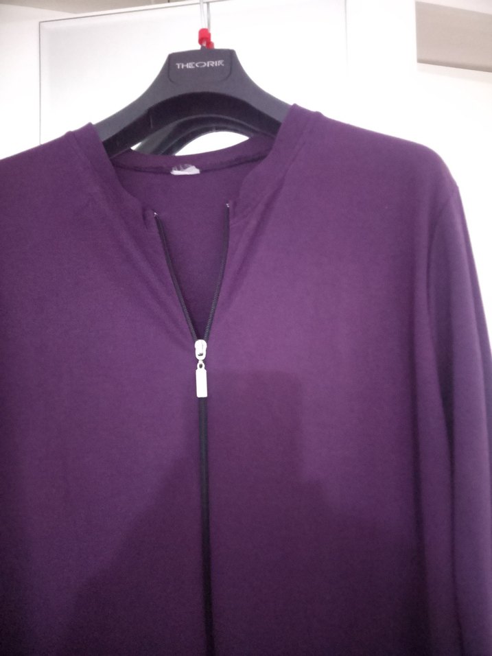 Fermuarlı Bisiklet yaka Mor renk Uzun Kollu Salaş Penye Tunik. - Görsel 2