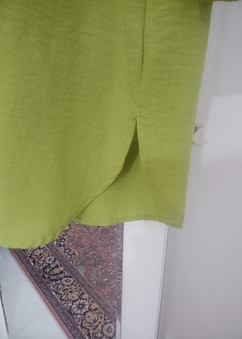 PYS marka 3 nmara Yeşil renk,Cepli,Yırtmaç detaylı Bayan Gömlek - Görsel 9