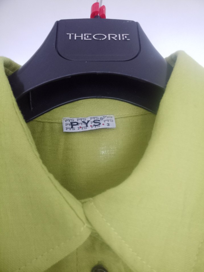 PYS marka 3 nmara Yeşil renk,Cepli,Yırtmaç detaylı Bayan Gömlek - Görsel 3