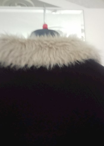 LCW XL beden Siyah,Yakası Kürklü Uzun Kadın Triko Tunik-Kaban - Görsel 10