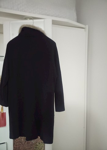 LCW XL beden Siyah,Yakası Kürklü Uzun Kadın Triko Tunik-Kaban - Görsel 12