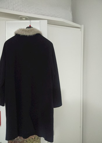 LCW XL beden Siyah,Yakası Kürklü Uzun Kadın Triko Tunik-Kaban - Görsel 13