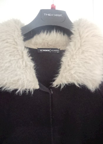 LCW XL beden Siyah,Yakası Kürklü Uzun Kadın Triko Tunik-Kaban - Görsel 2