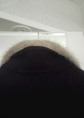 LCW XL beden Siyah,Yakası Kürklü Uzun Kadın Triko Tunik-Kaban - Görsel 9