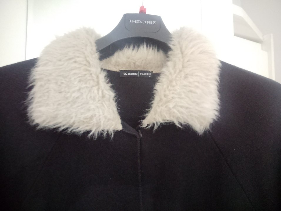 LCW XL beden Siyah,Yakası Kürklü Uzun Kadın Triko Tunik-Kaban - Görsel 2