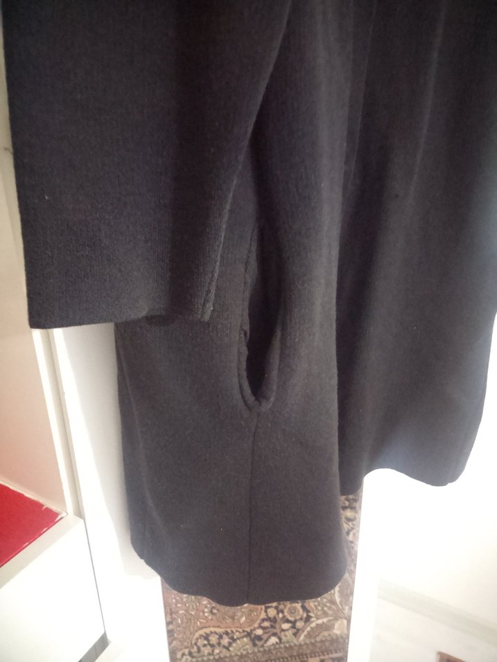 LCW XL beden Siyah,Yakası Kürklü Uzun Kadın Triko Tunik-Kaban - Görsel 5