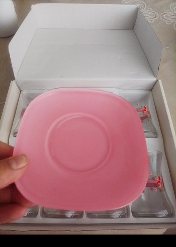 Beden pembe Renk 12 parça,LAV marka, Kutusunda Pembe Çiçek Desenli Çay Seti