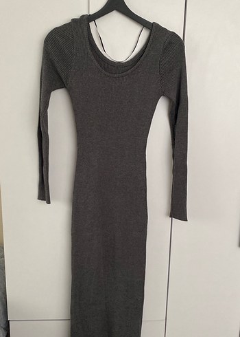 Kadın Gri Uzun Triko Elbise - Görsel 6