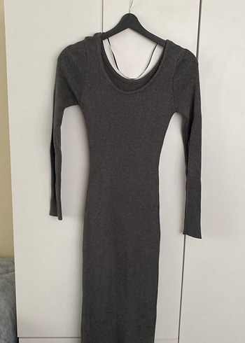 Kadın Gri Uzun Triko Elbise - Görsel 3