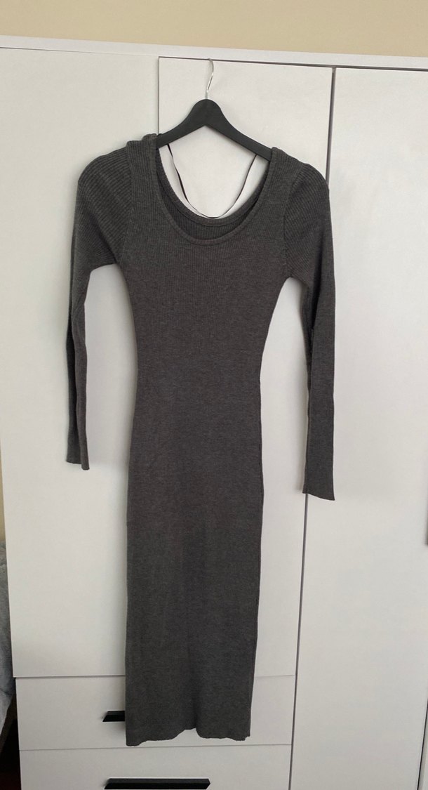 Kadın Gri Uzun Triko Elbise - Görsel 4