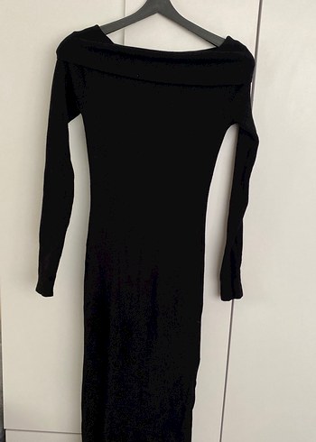 Siyah Boğazlı Uzun Kollu Triko Elbise - Görsel 3