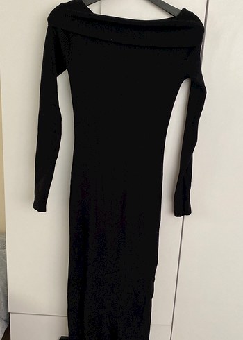 Siyah Boğazlı Uzun Kollu Triko Elbise - Görsel 5