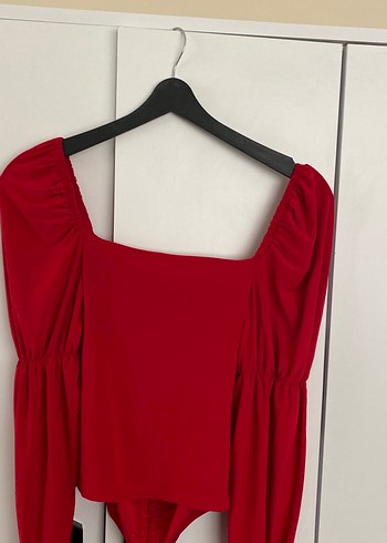 Kırmızı V Yaka Uzun Kollu Kadın Bluz - Görsel 8