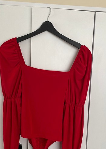 Kırmızı V Yaka Uzun Kollu Kadın Bluz - Görsel 9