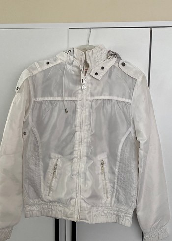 Kapüşonlu Beyaz Kadın Ceket - Görsel 3