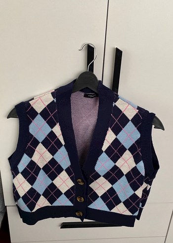 Kadın Çok Renkli Ekose V Yaka Örme Süveter - Görsel 7