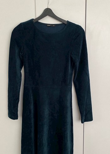 Yeşil kadife midi boy elbise - Görsel 6