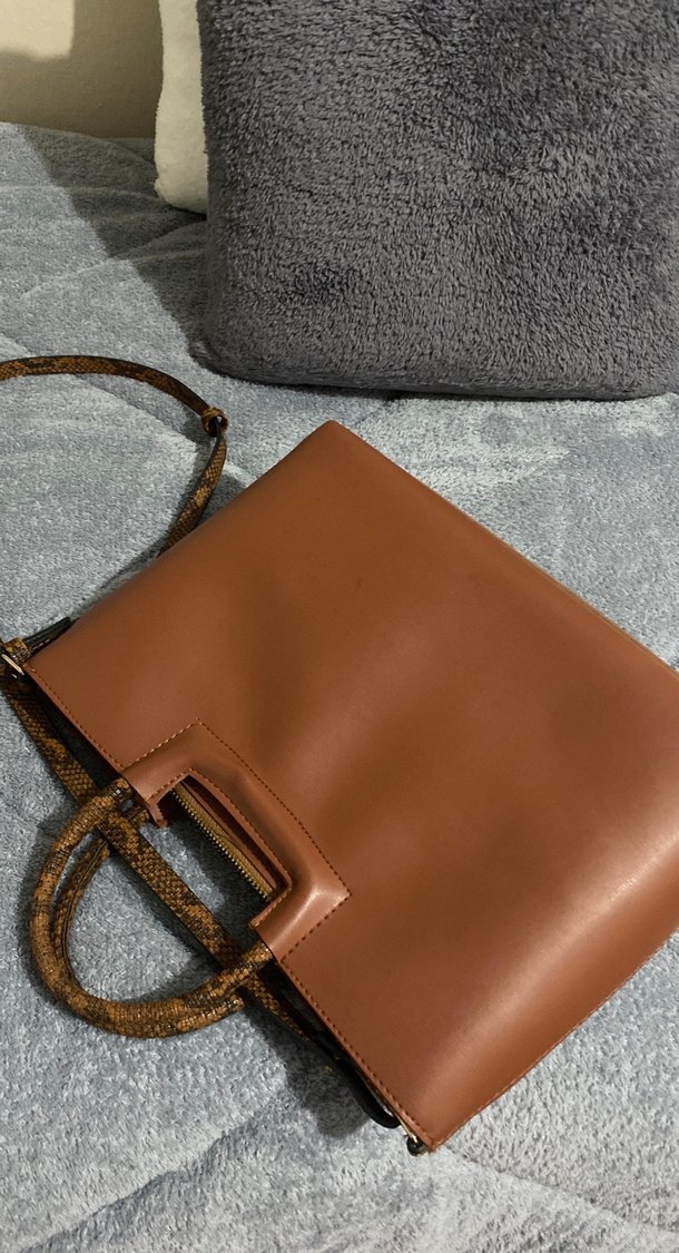 Minimalist Kahverengi Deri Kadın Çanta - Görsel 5