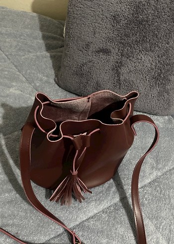 Püsküllü Kahverengi Deri Kadın Çanta - Görsel 4