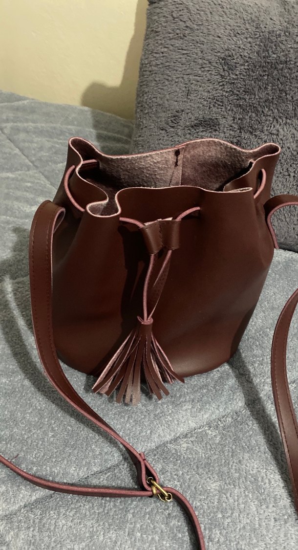 Püsküllü Kahverengi Deri Kadın Çanta - Görsel 5