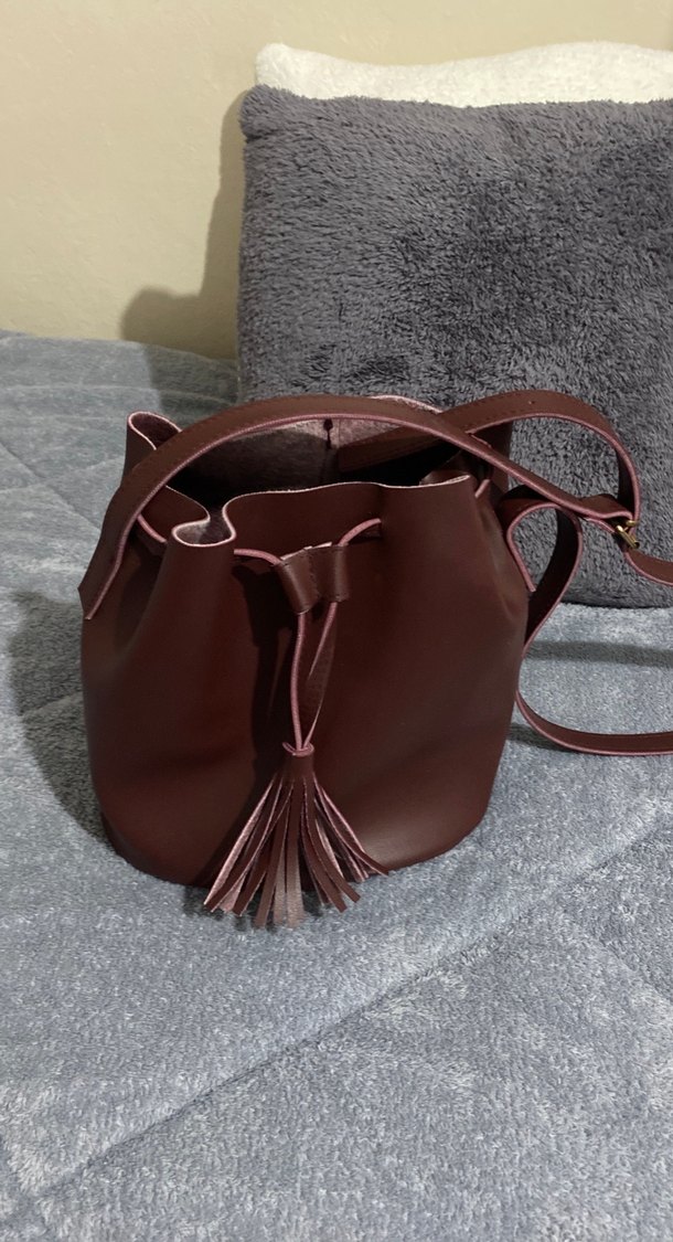 Püsküllü Kahverengi Deri Kadın Çanta - Görsel 2