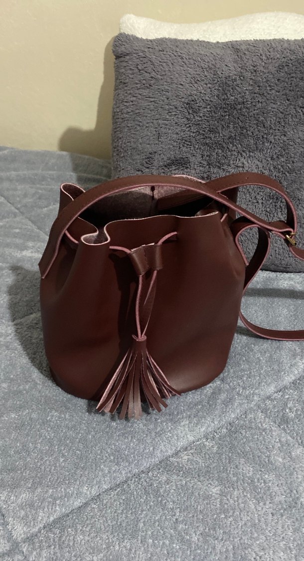 Püsküllü Kahverengi Deri Kadın Çanta - Görsel 3