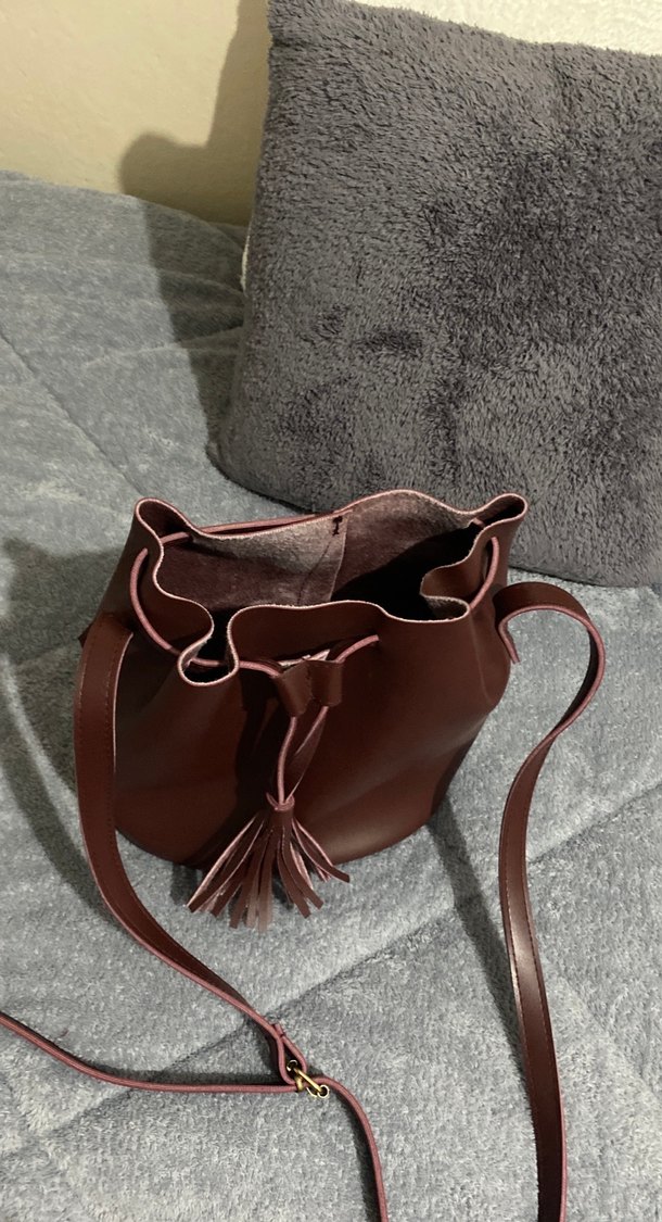 Püsküllü Kahverengi Deri Kadın Çanta - Görsel 4