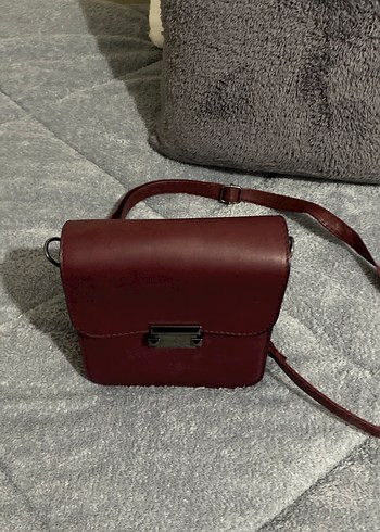 Bordo Deri Tokalı Kadın Çanta - Görsel 5