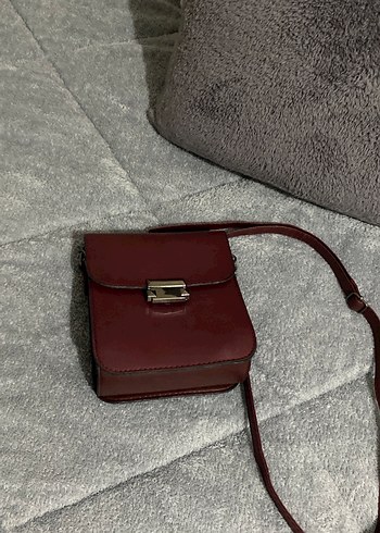 Bordo Deri Tokalı Kadın Çanta - Görsel 4