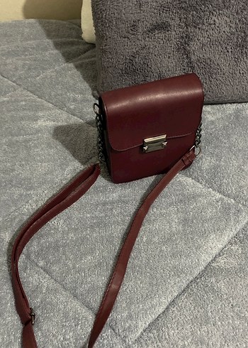 Bordo Deri Tokalı Kadın Çanta - Görsel 10