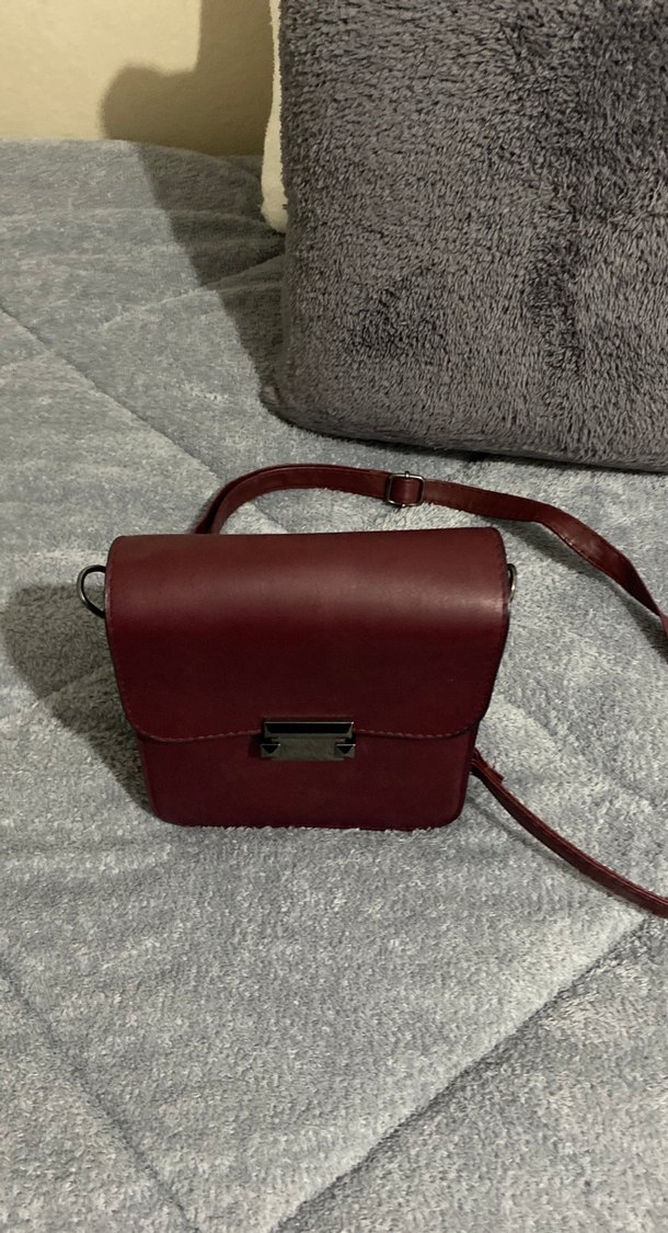 Bordo Deri Tokalı Kadın Çanta - Görsel 5