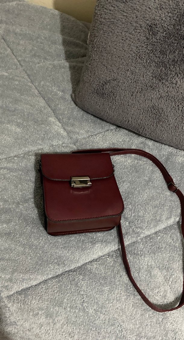 Bordo Deri Tokalı Kadın Çanta - Görsel 4