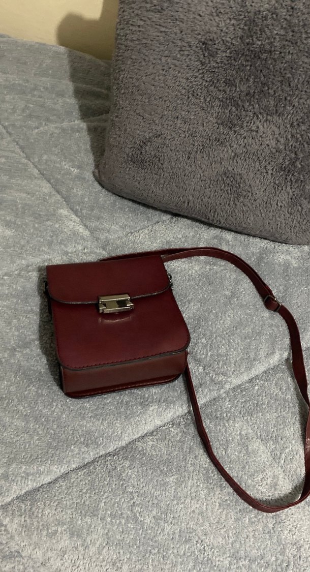 Bordo Deri Tokalı Kadın Çanta - Görsel 3
