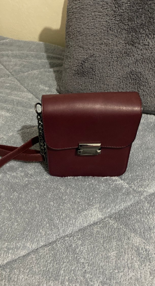 Bordo Deri Tokalı Kadın Çanta - Görsel 2