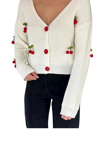 Lonca Tekstil Kiraz Aksesuarlı Kadın Hırka - Görsel 2