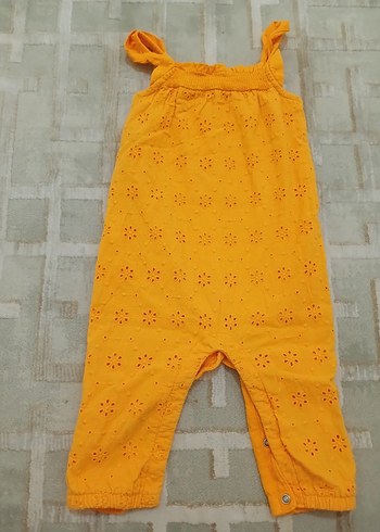 12-18 Ay Beden sarı Renk Sarı Nakışlı Kız Çocuk Tulum
